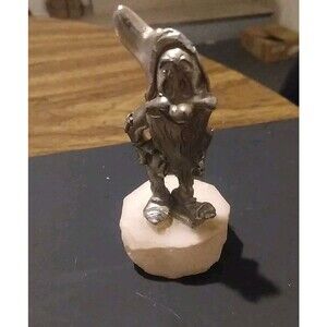 Vtg 70's80sPeltro Pewter Walt Disney Bashful W/quartz Base W/ Stickers Italian